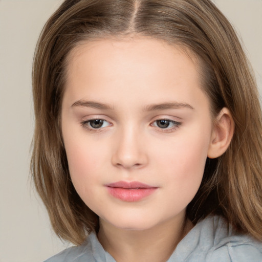 Neutral white child female with medium  brown hair and brown eyes