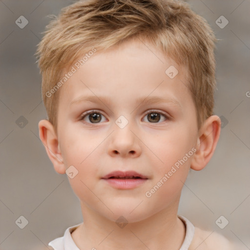 Neutral white child male with short  brown hair and brown eyes