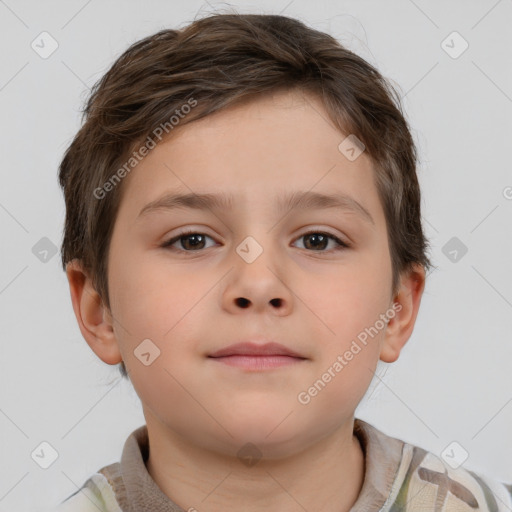 Neutral white child male with short  brown hair and brown eyes