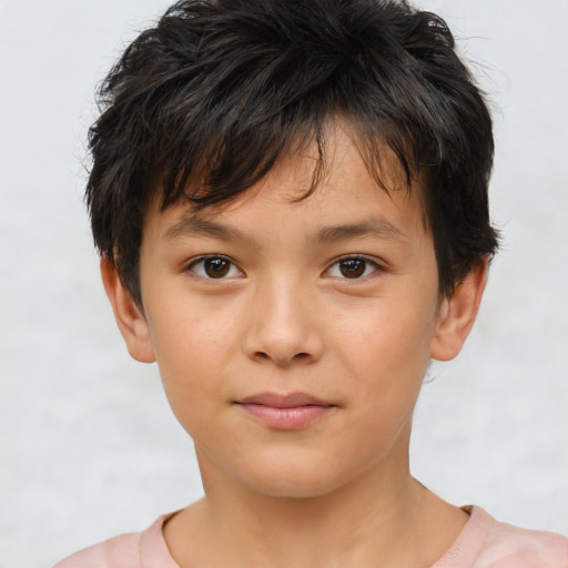Neutral white child male with short  brown hair and brown eyes
