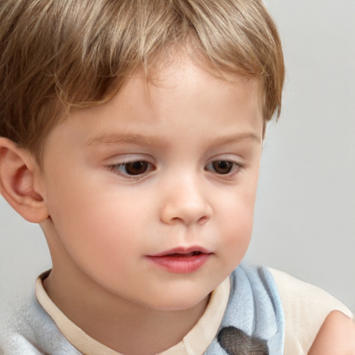 Neutral white child male with short  brown hair and brown eyes