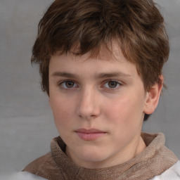 Neutral white child male with short  brown hair and brown eyes