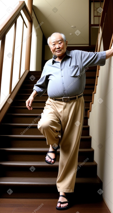 Japanese elderly male with  brown hair