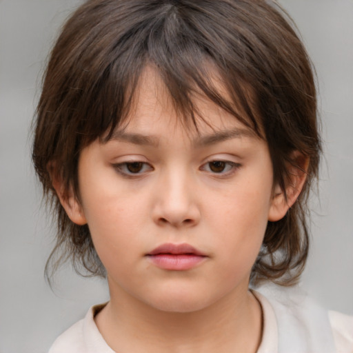 Neutral white child female with medium  brown hair and brown eyes