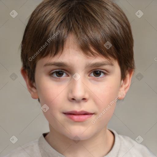 Neutral white child male with short  brown hair and brown eyes