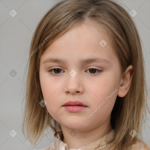 Neutral white child female with medium  brown hair and brown eyes