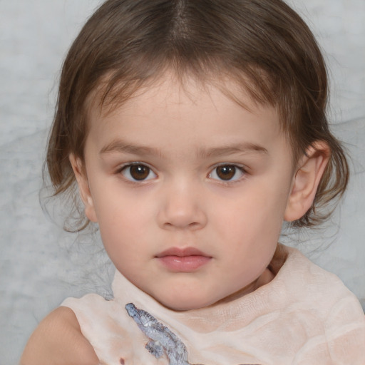 Neutral white child female with medium  brown hair and brown eyes