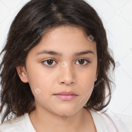 Neutral white child female with medium  brown hair and brown eyes