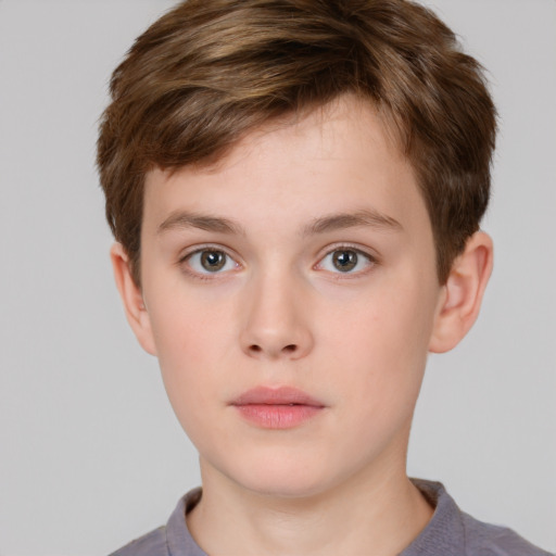 Neutral white child male with short  brown hair and brown eyes