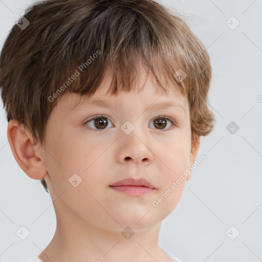 Neutral white child male with short  brown hair and brown eyes