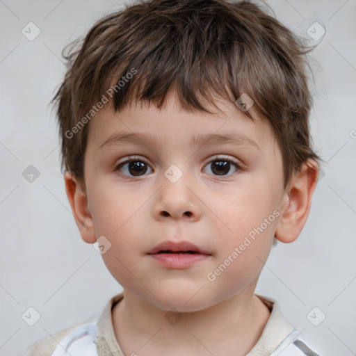 Neutral white child male with short  brown hair and brown eyes