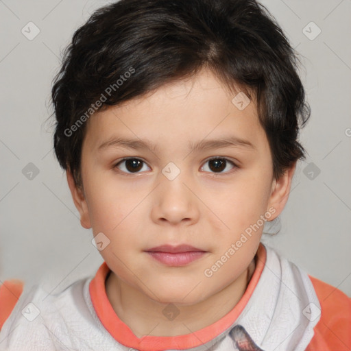 Neutral white child female with short  brown hair and brown eyes