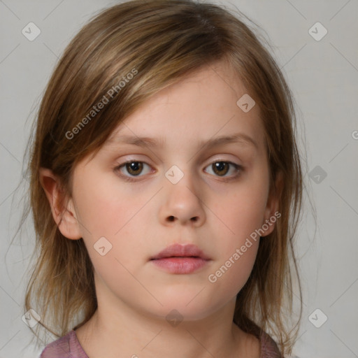 Neutral white child female with medium  brown hair and brown eyes