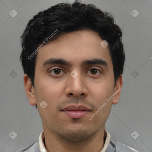 Neutral asian young-adult male with short  brown hair and brown eyes