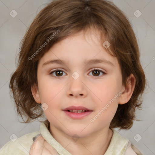 Neutral white child female with medium  brown hair and brown eyes