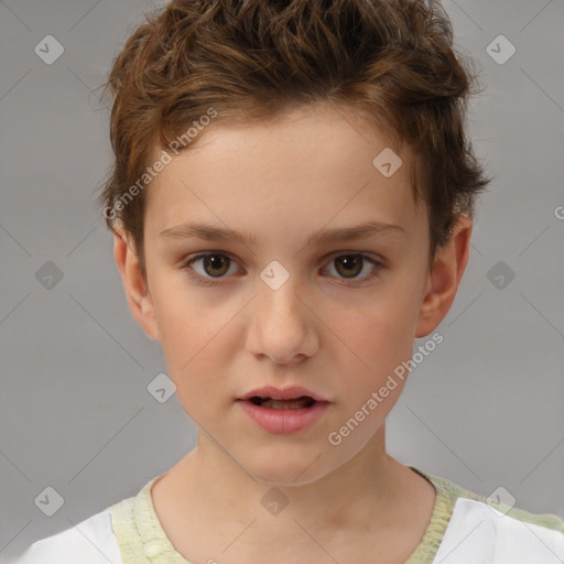 Neutral white child male with short  brown hair and brown eyes