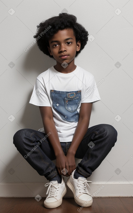 African american child male with  black hair