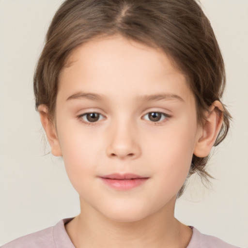 Neutral white child female with medium  brown hair and brown eyes