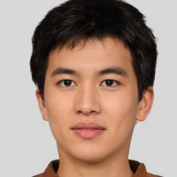 Neutral asian young-adult male with short  brown hair and brown eyes