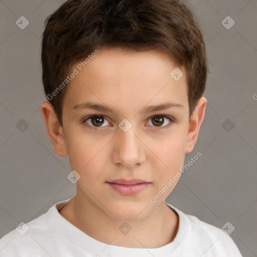 Neutral white child male with short  brown hair and brown eyes