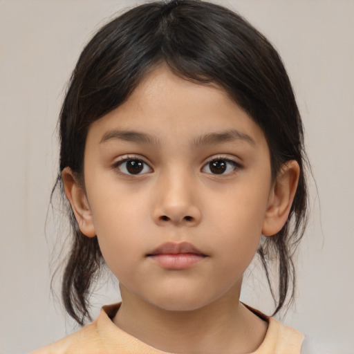 Neutral asian child female with medium  brown hair and brown eyes