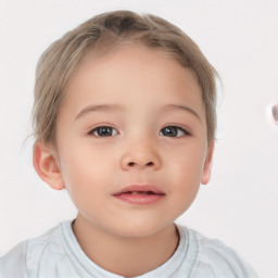 Neutral white child female with short  brown hair and brown eyes