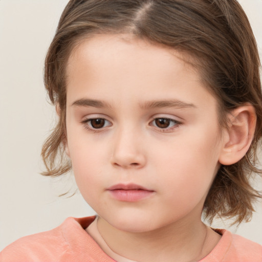 Neutral white child female with medium  brown hair and brown eyes