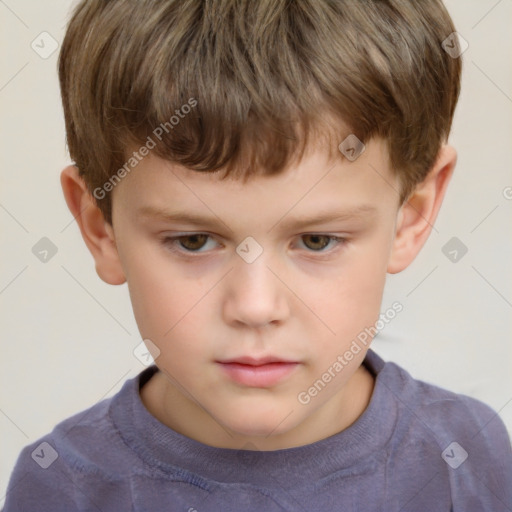 Neutral white child male with short  brown hair and brown eyes