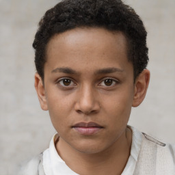 Neutral black young-adult male with short  brown hair and brown eyes