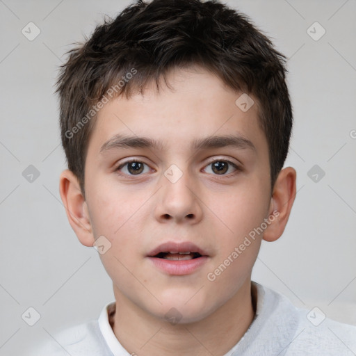 Neutral white child male with short  brown hair and brown eyes