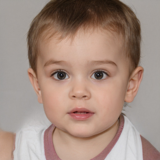 Neutral white child male with short  brown hair and brown eyes