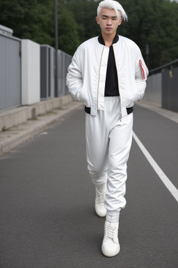 Mongolian teenager male with  white hair