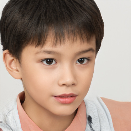 Neutral white child male with short  brown hair and brown eyes