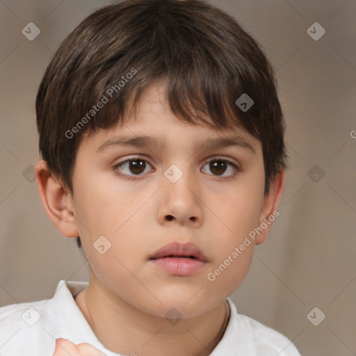 Neutral white child male with short  brown hair and brown eyes