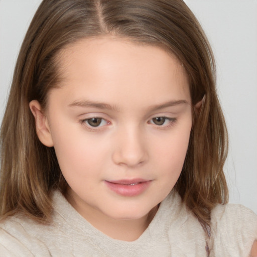 Neutral white child female with medium  brown hair and brown eyes