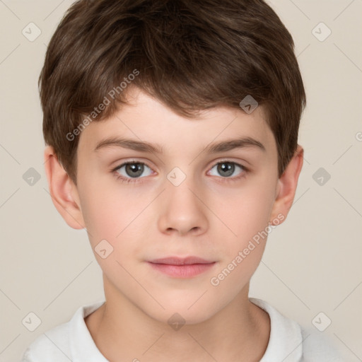 Neutral white child male with short  brown hair and brown eyes