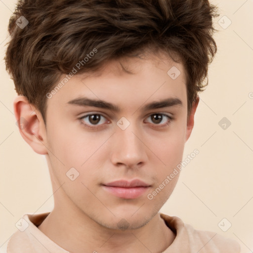 Neutral white child male with short  brown hair and brown eyes