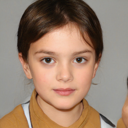 Neutral white child female with medium  brown hair and brown eyes