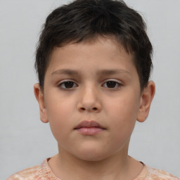 Neutral white child male with short  brown hair and brown eyes