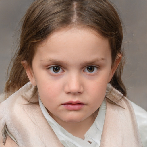 Neutral white child female with medium  brown hair and brown eyes