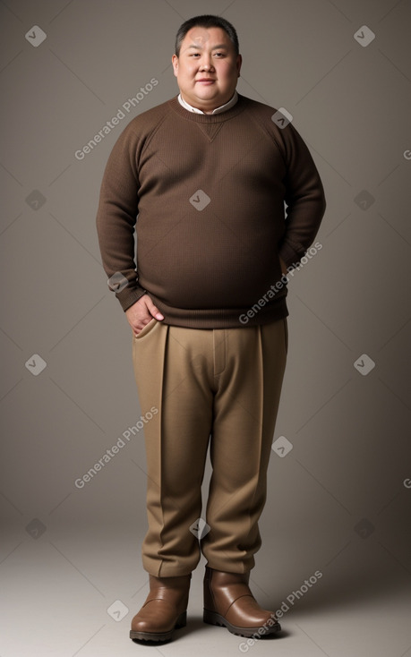 Mongolian middle-aged male with  brown hair