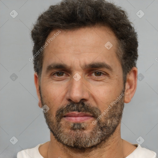 Neutral white adult male with short  brown hair and brown eyes