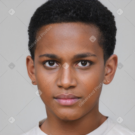 Neutral latino young-adult male with short  brown hair and brown eyes