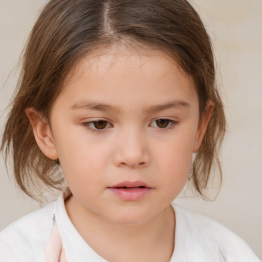 Neutral white child female with medium  brown hair and brown eyes