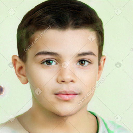 Neutral white child male with short  brown hair and brown eyes