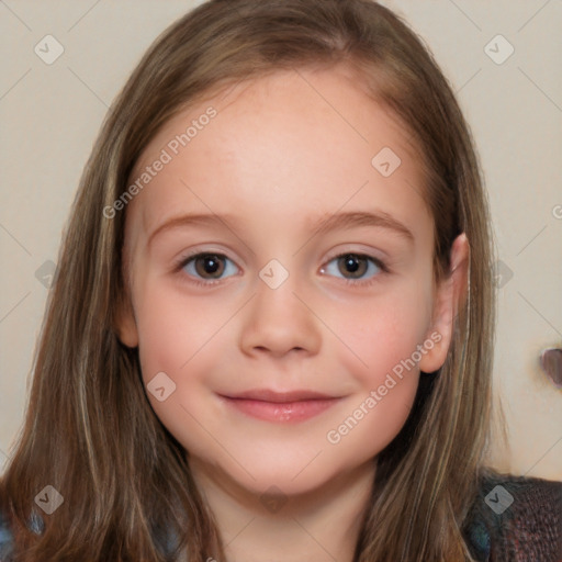 Neutral white child female with medium  brown hair and brown eyes