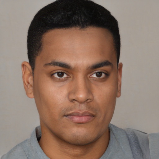 Neutral latino young-adult male with short  brown hair and brown eyes