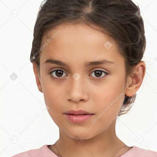 Neutral white child female with short  brown hair and brown eyes