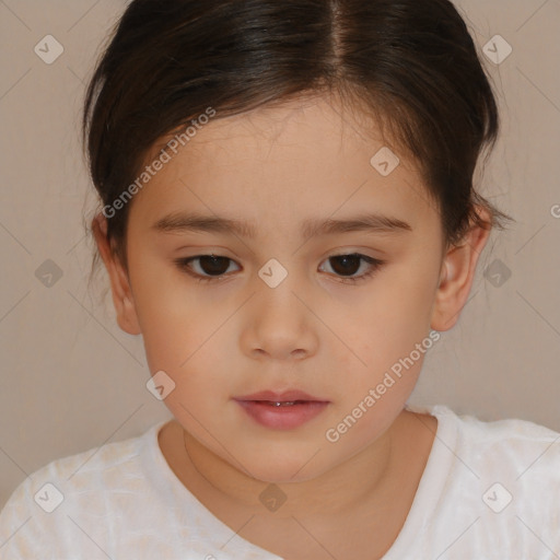 Neutral white child female with medium  brown hair and brown eyes