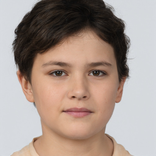 Neutral white child female with short  brown hair and brown eyes